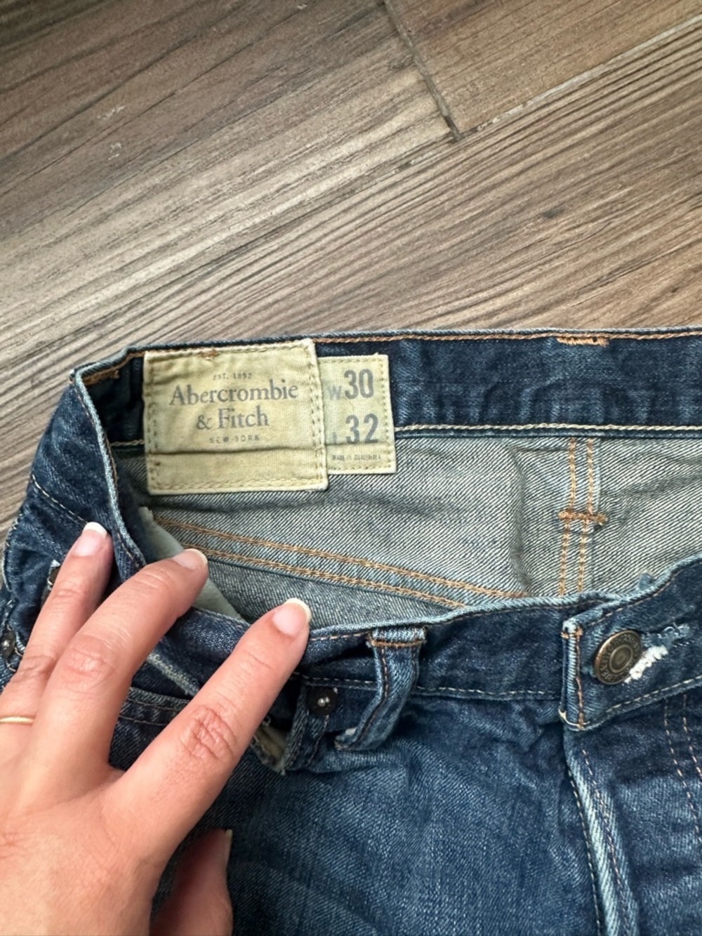 Abercrombie & Fitch Men’s Indigo Straight Jeans 30X32 100% Cotton vintage - Picture 8 of 12